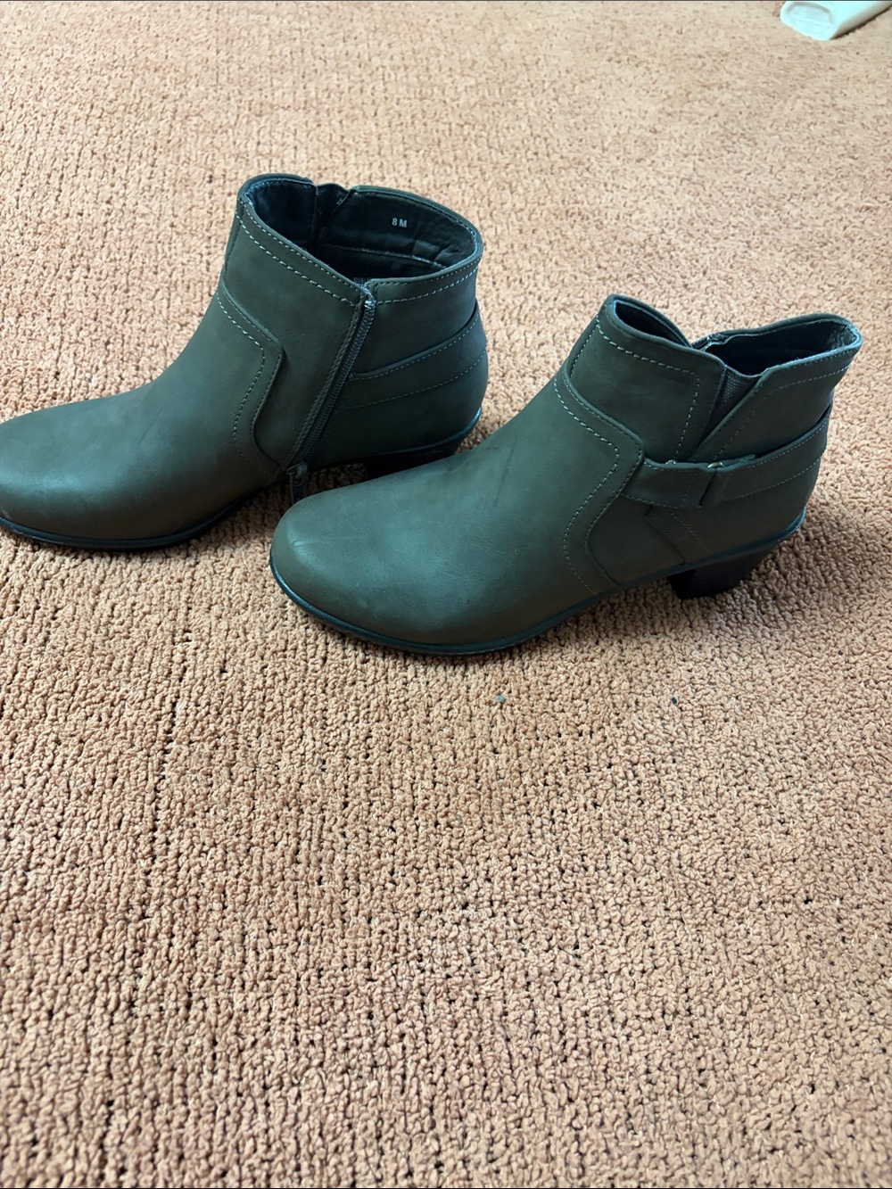 Women’s Dark Olive Ankle Booties with Side Zip